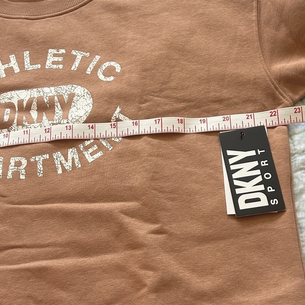 NWT DKNY Brown Cropped Sweatshirt with White Print - Picture 7 of 9